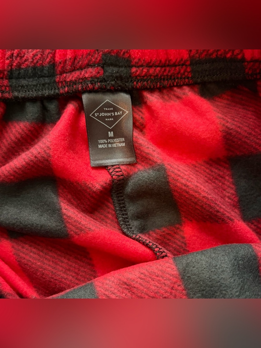 St. John’s Bay Red Cherry Fleece Sleep Pajama Pants Polyester Men’s Sz: M - Picture 5 of 6